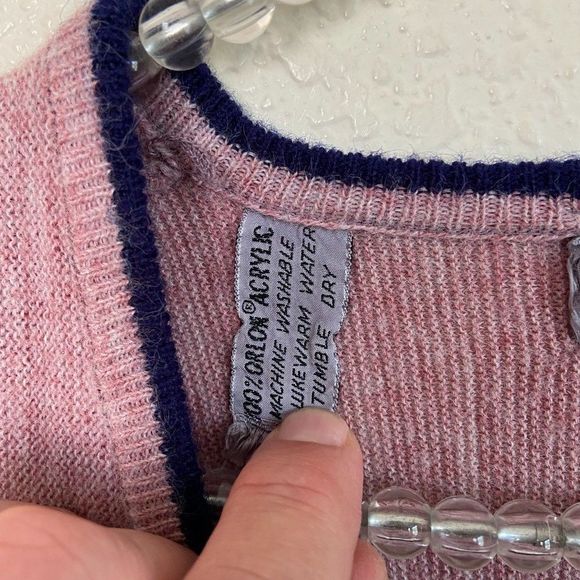 Vintage Izod of London Mens 100% Orlon Acrylic XL Pullover Pink Sweater - Picture 4 of 5